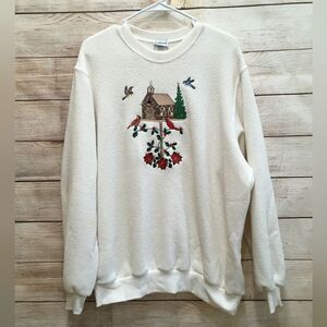 VINTAGE NEW WITHOUT TAGS BONWORTH EMBROIDERED FRENCH TERRY CHRISTMAS SWEATSHIRT